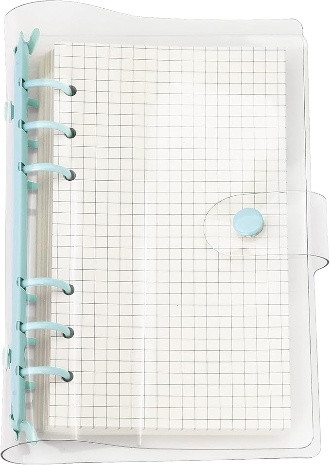 A6 A5 6-Holes Colorful PVC Cover Personal Organizer with Snap Button Closure File Folder for Loose Leaf Sheet Notebook (Skyway, A6 mini Set)