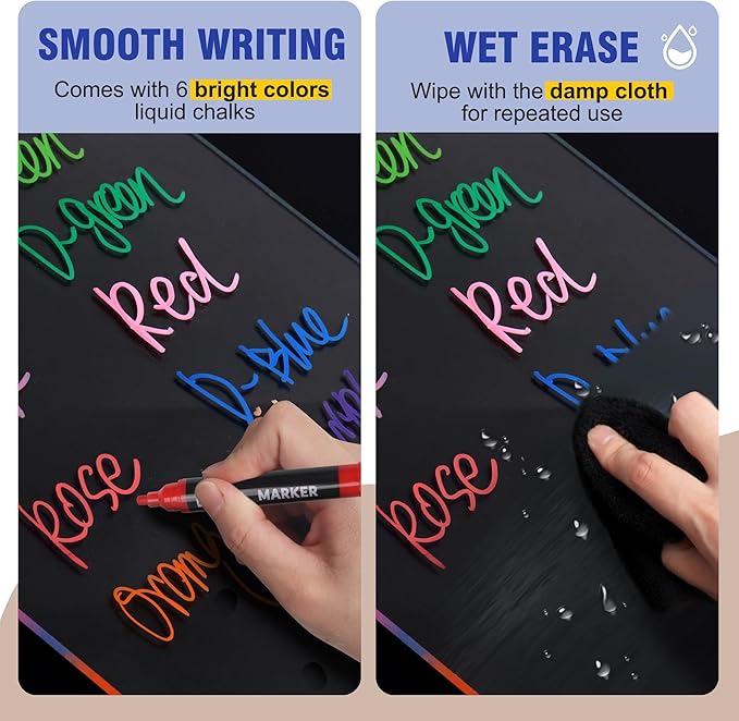 SELEAD Acrylic Clear Board Bar Signs - 2 Pack 8x12 Inch Words Sign Board with Wooden Stand, Tabletop Double-Sided Menu Message Note Board for Business, Bistro, Events