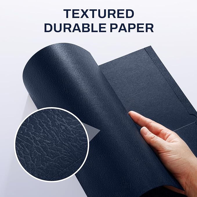 SUNEE Folders with Pockets(125 Pack, Dark Blue), 2 Pocket Folders Fit Letter Size Paper, Paper File Folder for School Office Home Business