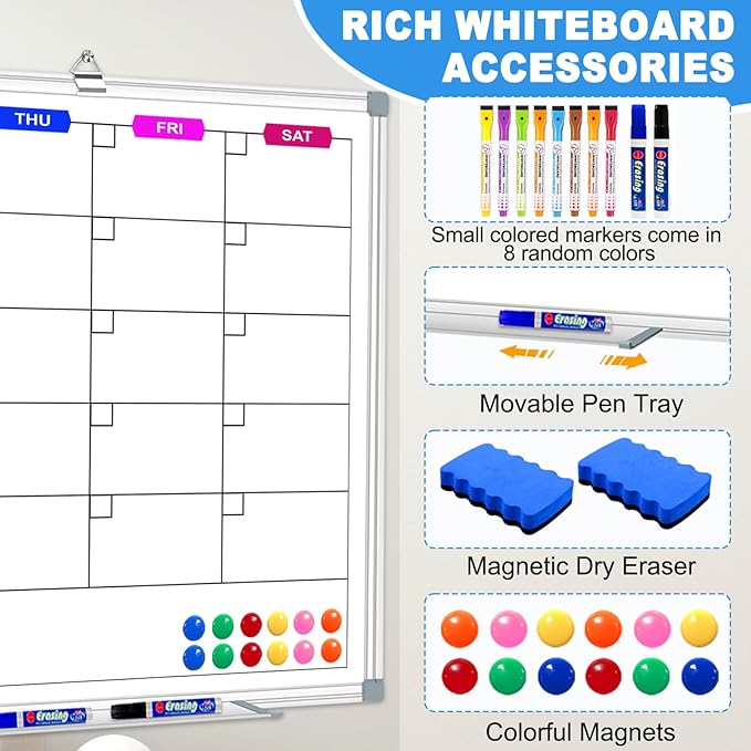 Large Monthly Calendar Whiteboard for Wall 72" x 40", Dry Erase Board Calendar for Wall Mounted Board, Office White Board Monthly Planning Board Bulletin Board for School, Home Use