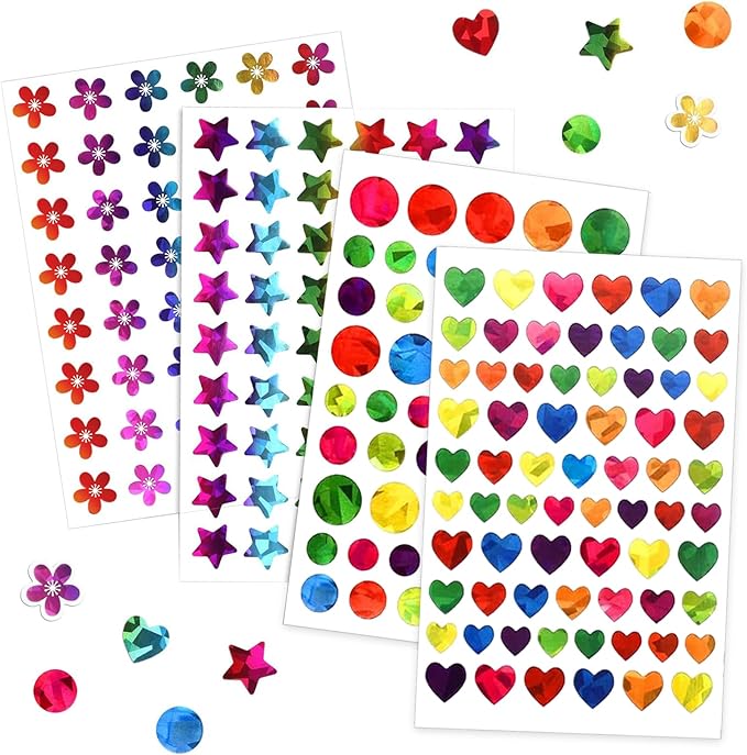 1848 PCS Kids Reward Sticker Set - Stars, Flowers, Hearts & Dots, Small Sparkly Holographic Stickers for Behavior Reward Chart, School Classroom Student Teacher Supplies and DIY Decoration