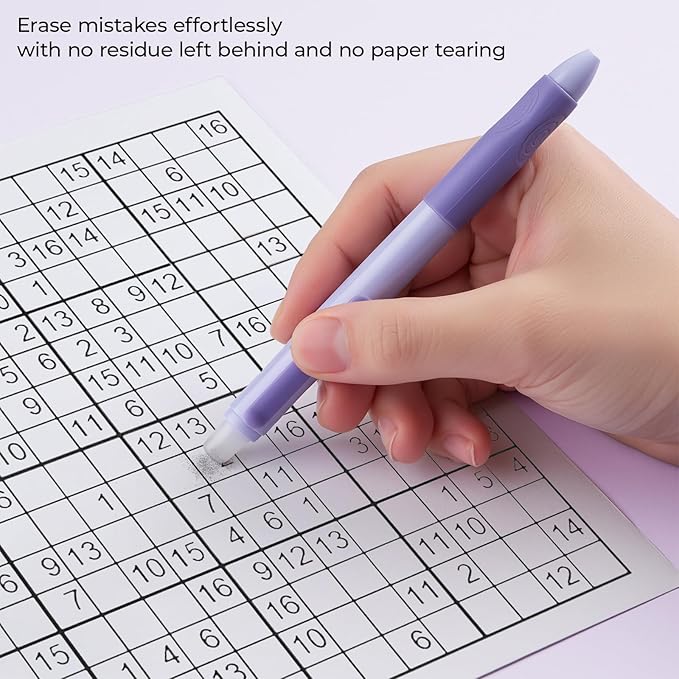 M&G Erasable Pens, 4 Pcs Fine Point 0.5mm Black Ink Erasable Gel Pens with Comfort Grip and Cap, Make Mistakes Disappear for Drawing Writing Planner and Crossword Puzzles