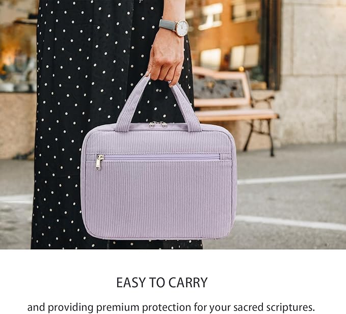 Octsky Bible Cover Case for Women Bible Organizer Book Carrying Bag for Medium and Large Bibles, Purple