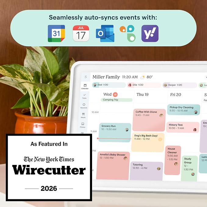 Skylight Calendar 2 - 15-inch Full HD Touchscreen Digital Calendar, Featured on Wirecutter - Wall Planner & Interactive Chore Chart, Smart Family Organizer, 16GB Storage, Wi-Fi, Wall Mount Included - Shadow Box, Silver