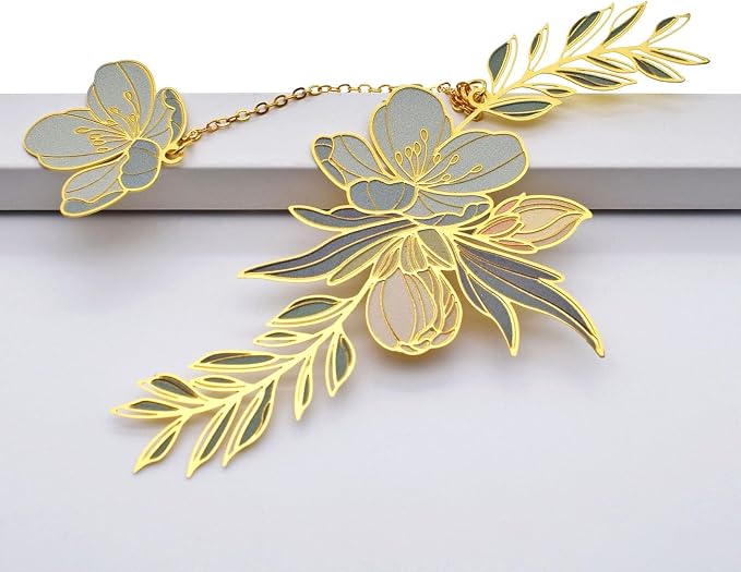 BLBMH Flowers Bookmark for Women Mother's Day Teacher Appreciation Birthday Christmas Unique Cute Funny Metal Book Marks for Girls Mom Readers Book Lovers - F1 Green