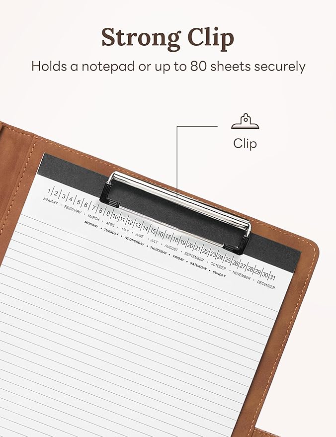 Clipboard Folder Padfolio, Mymazn Writing Portfolio Faux Leather Clipboards with Cover for Legal Pad Holder Letter Size A4 8.5 x 11 for Business Conference Notepad Clip Boards