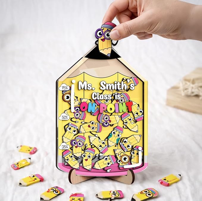 Personalized Pencil Magnetic Reward Jar Colorful for Classroom Magnetic Token Good Behavior System for Kids Custom Name Teacher Reward Jar Classroom Incentive Chart Decor Positive Reinforcement Tool