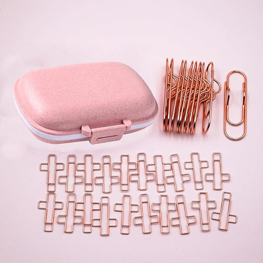 20pcs Metal Cross Paperclips & 10pcs Pen Holder Set Bible Rose Gold Decor | Rose gold Christian art decor with pink travel organizer, creative bookmarks for Bible journal, notebook, planner stationery