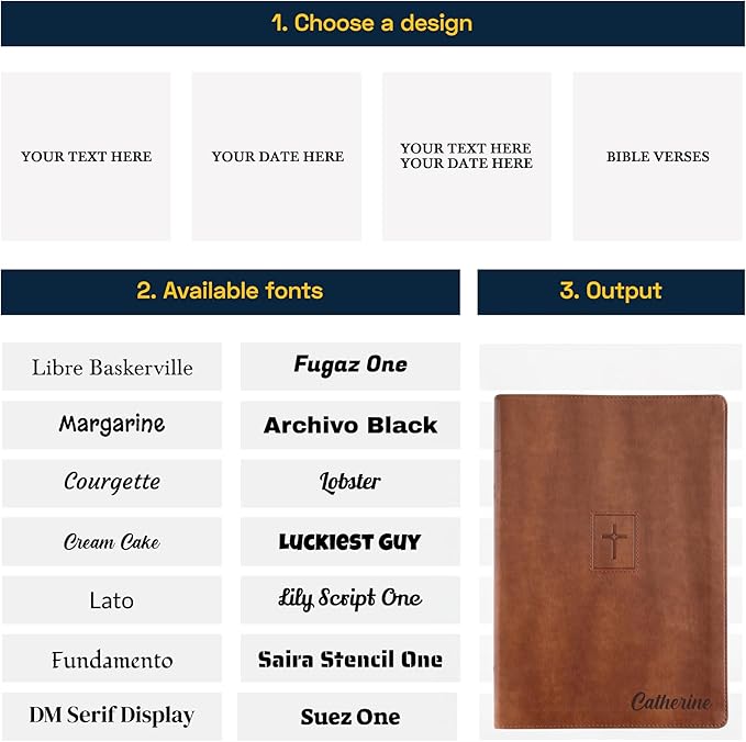 Personalized NIV Thinline Holy Bible Faux Leather Large Print Size | Custom with Name on Lower Right Corner | Gift for Christian & Religious Celebrations | Brown