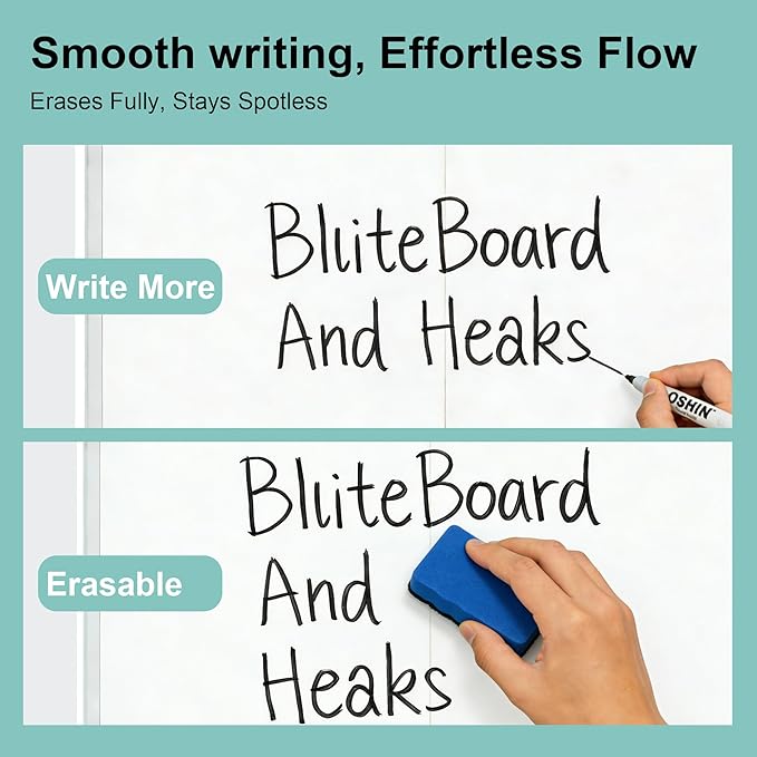 Dry Erase White Board 48 X 36 Inch, Wall-Mounted Silver Aluminum Frame Marker Presentation Board, 4' X 3' Foldable Portable Whiteboard with Pen Tray for School, Classroom, Office & Home
