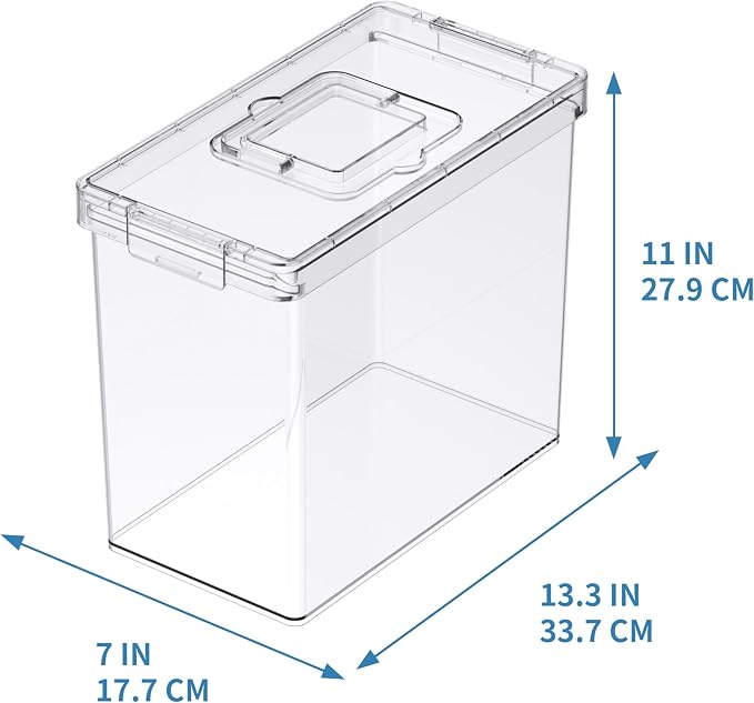 Simply Tidy Clear Letter File Storage Case with Top Handle - Waterproof & Dustproof Organizer for Documents, Craft Supplies & Office Materials, 1 Pack