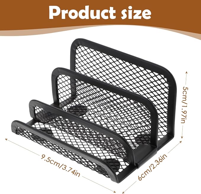 Chris.W Desktop Stacking Business Card File Holder/Stand from, 3-Tier, Metal Mesh Collection (Black)