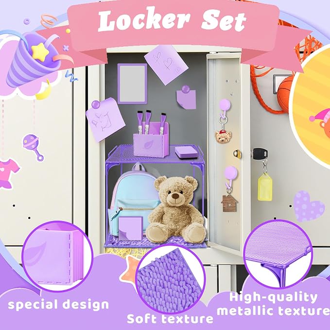 Denylo pro Purple Magnetic Locker Accessories Kit Purple Back to School Essentials Locker Organizer Supplies Include Back to School Essentials