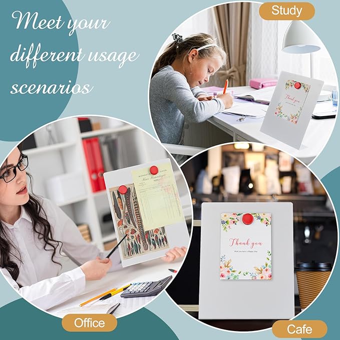 Fainne 2 Pcs Magnetic Bulletin Board with Easel Stand Mini Magnet Metal Tabletop Memo Display Board for Back to School Menu Table Office Supplies (White,11 x 8.5 Inches)