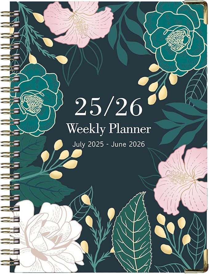 2025-2026 Planner, 12-Month Daily Weekly Monthly Planner from JUL.2025 to JUN.2026, 8.5" X 6.2", Spiral Hardcover Notebook with Bookmarks, Elastic Closure, Inner Pocket for Office School Supplies