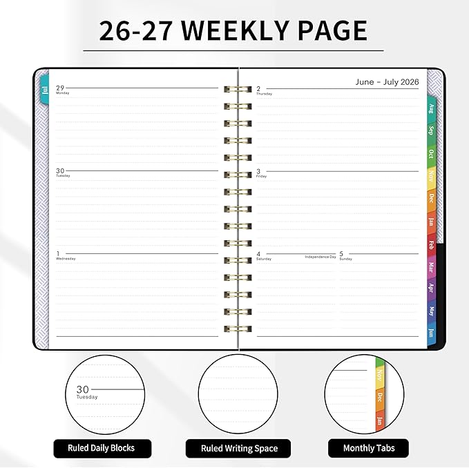 Planner 2026-2027 - Planner 2026-2027 Weekly and Monthly from Jul. 2026 - Jun. 2027, Academic Planners with Pocket and Tabs, 8.5" x 6.4"