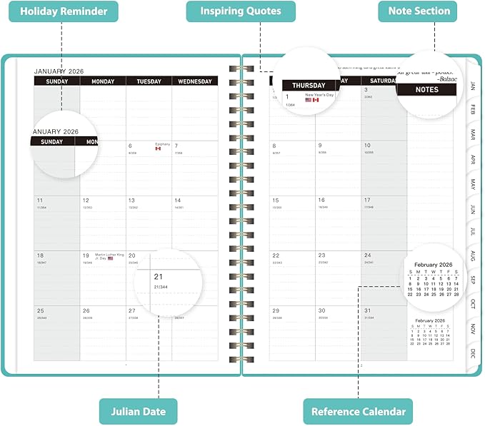 2026 Planner, Weekly and Monthly Calendar Academic Planner, Jan 2026 - Dec 2026, Planning Agenda Book for Desk Accessories and School Supplies - Letter Size(8.5'' x 11'')