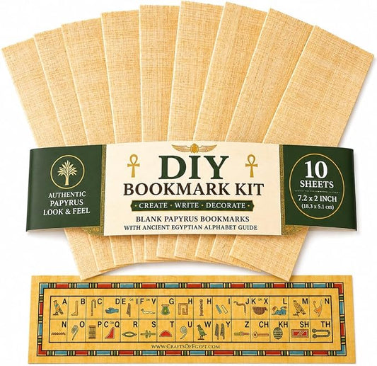 10 Egyptian Papyrus Paper Blank Bookmarks for Art Projects and Schools 7.2 x2.0 inch (5x18 cm) by CraftsOfEgypt