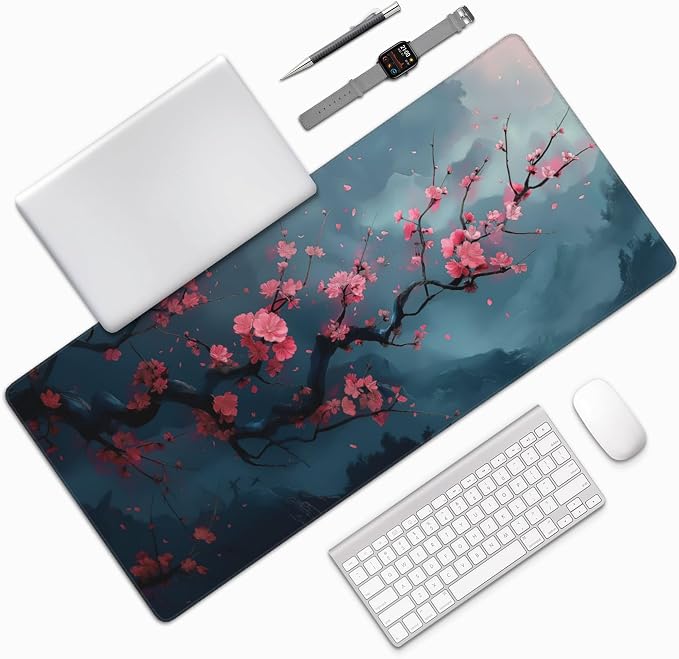 35.4" x 15.7" Cherry Blossom Extended Mouse Pad, Japanese Style Desk Mat with Non-Slip Base, Water Resistant for Gaming & Office