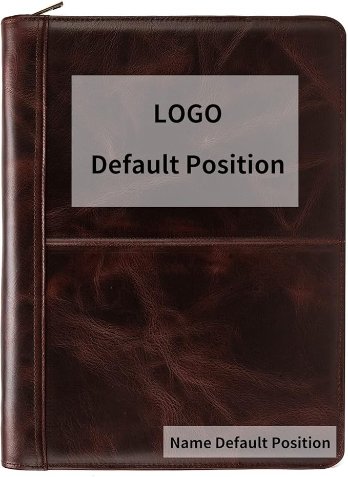 YIWEN Personalized Leather Portfolio, Zippered Padfolio Organizer Case, 8.5 x 11" Notepad Holder and 13" Tablet Folio, Professional Business Travel Gift for Women and Men (Dark Brown, Oil Wax Leather)