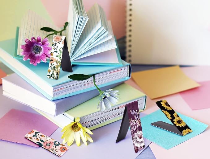 Cute Magnetic Bookmarks for Book Lovers, 10 Floral Designs | Cute Magnet Page Markers, For Book Lovers Students Teachers Adults Kids, School Home Office Reading Stationery