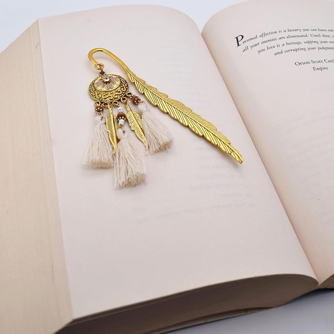 BLBMH Metal Feather Bookmark for Women Cute Bohemian Book Marker Handmade Christian Gifts -FB01