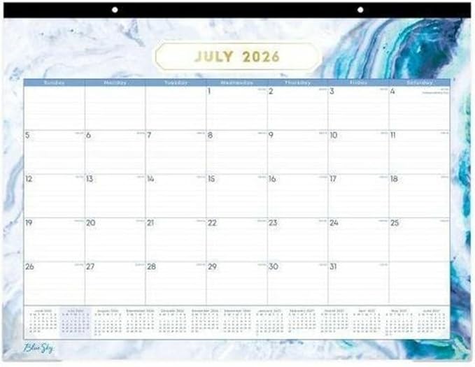 2026-2027 Blue Sky Gemma 17" x 22" Academic Monthly Wall Calendar, Assorted Colors (141377-A27)