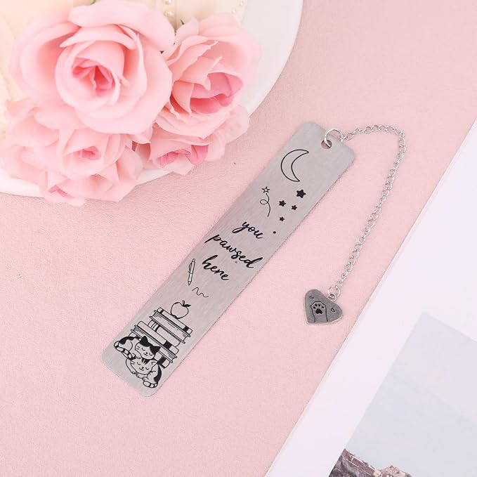 Cat Bookmark for Women Men, Cute Metal Sleeping Cat Book Mark Bookmark Reading Accessories for Friends Readers Club Book Lover Gift