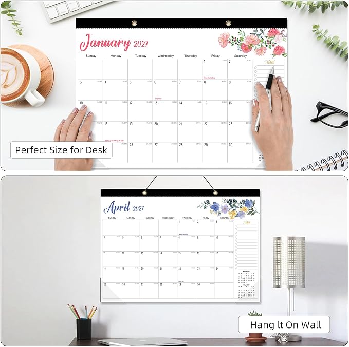 Tcamp Desk Calendar 2026-2027, 18 Months Desktop Calendar from July 2026 to December 2027, Large 17" x 12" Wall Calendar with Julian Dates, Desk Planner for Home School Office Desktop