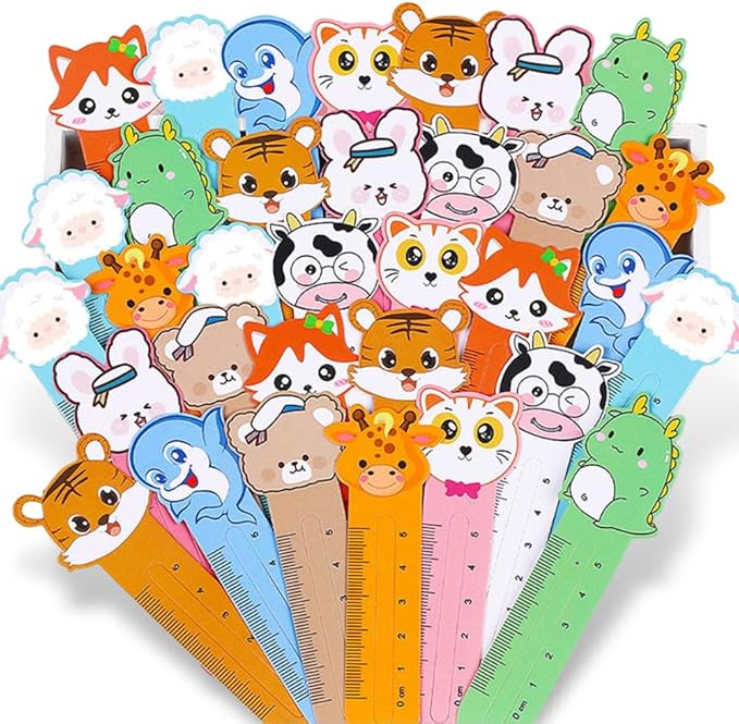 200 PCS Cute Animal Bookmarks for Kids with 10 Different Kawaii Animal Patterns Ruler Style Bookmarks Bulk Page Markers for Women Kids Students Book Lovers Gift School Home Office Supplies