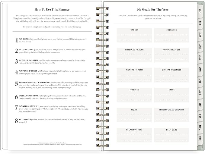 Blue Sky The Everygirl 2027 Weekly and Monthly Planner Calendar, January 2027 - December 2027, 5" x 8", Flexible Cover, Durable Twin Wire Binding, Storage Pocket, Includes Stickers, Marisa