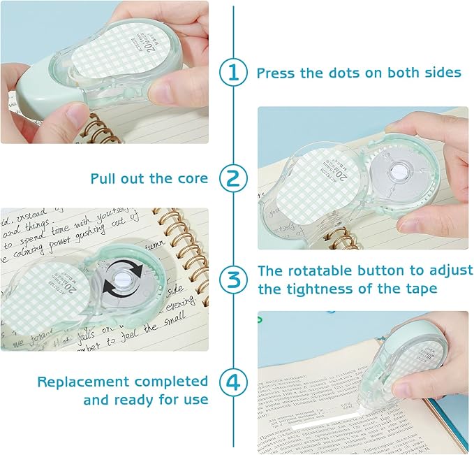 M&G 3Pcs White Correction Tapes, 65.1 Ft Cute White Smooth Pull Out Tape for Writing, Instant Correction Applicator Easy to Use for Portable School Office Supplies (Pastel Color)