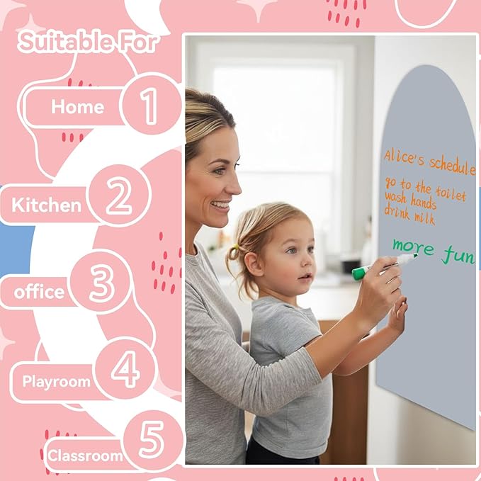 Magnetic Arch Wall Decal for Kids,Upgraded Thickened Magnetic Chalkboard for Most Wall,Suitable for Home Decoration Wallpaper and Children's Game Room (Grey, 18x48 Inch)