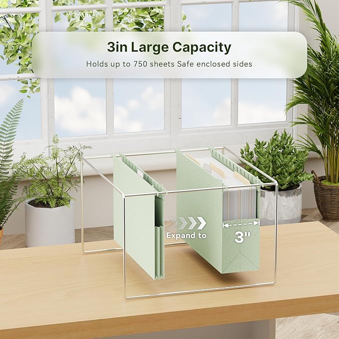 XINGIA Extra Capacity Legal Size File Folders Hanging with Tabs, 3'' Expanding Plastic Hanging File Folders for Filing Cabinet, 6 Pack Wheat Straw Hang Folders for Bulky Files,Hanging File Organizer