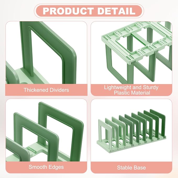 PATIKIL Desk File Sorter, 8 Section Plastic Desktop File Folder Vertical Dividers Mail Letter Organizer Magazine Holder Rack Stand for Home Office Classroom Library Bookshelf, Green