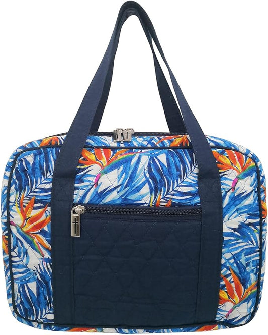 DIWI Quilted Bible Cover Large Sizes 10 X 7 X 2.75 Inches Bible Tote Good Book Case (L, C2 Sea Flowers)