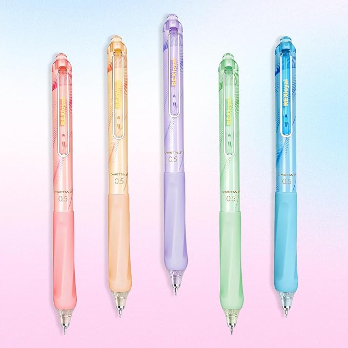 Black Ink Gel Pens: 5 Count Quick dry 0.5mm Fine Point Pens - Smooth Writing Silent Clicker Retractable for School Office & Cute pretty gift