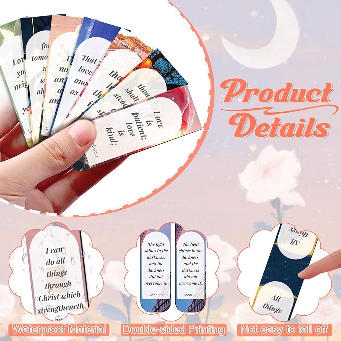 50 PCS Magnetic Bible Bookmarks for Men & Women - Inspirational Scripture Verse Page Markers with Tabs, Bulk Christian Gifts,Religious Reading Accessories