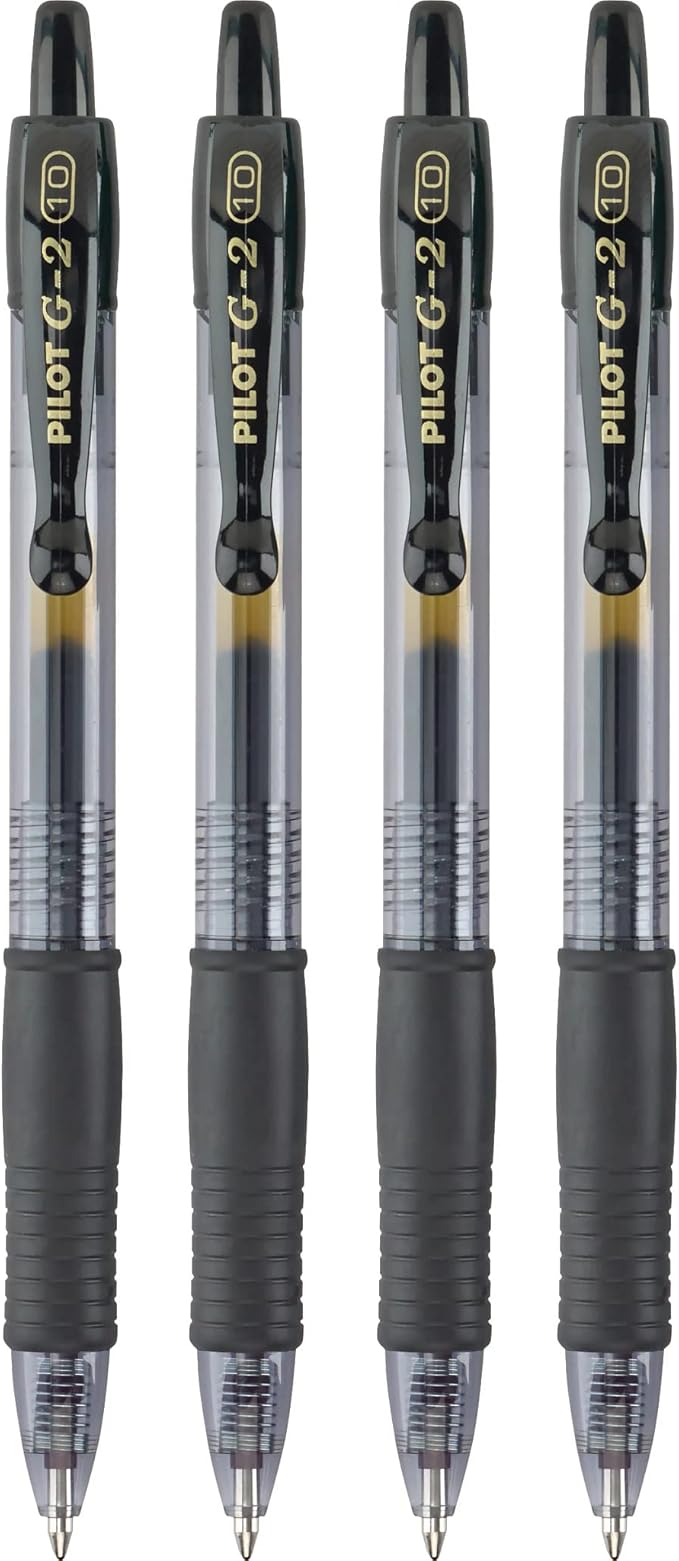 PILOT G2 Premium Gel Pens, Black Pens, Bold Point 1 mm, 4 Black, (Pack of 2)