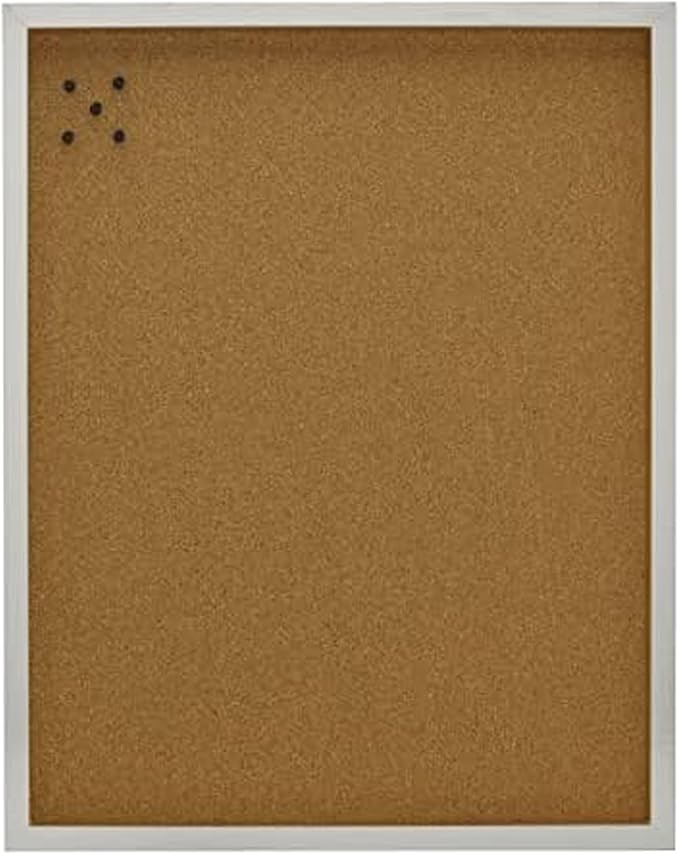 Mikasa Silver Framed Cork Board, Includes 5 Tacks, 24x19x1.5 Inch, Silver