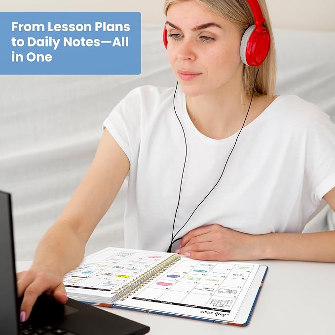 Planner 2026-2027, Monthly and Weekly Calendar Academic Planner July 2026 - June 2027, Hardcover Student Teacher Planning Agenda Book with Tabs, Perfect for Office School Supplies, A5 (6.3" x 8.5") - Cosmic Pups