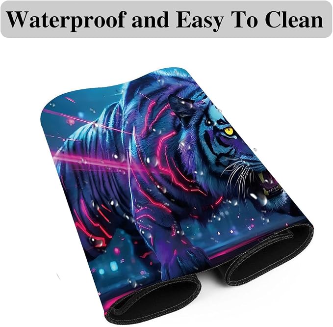 Mouse Pad Gaming Mousepad 31.5x11.8 Inch XXL Large + Coasters,Desk Mat with Stitched Edges, Non-Slip Rubber Base, Thick Mouse Pad for Computer, Laptop, Office & Home - Tiger