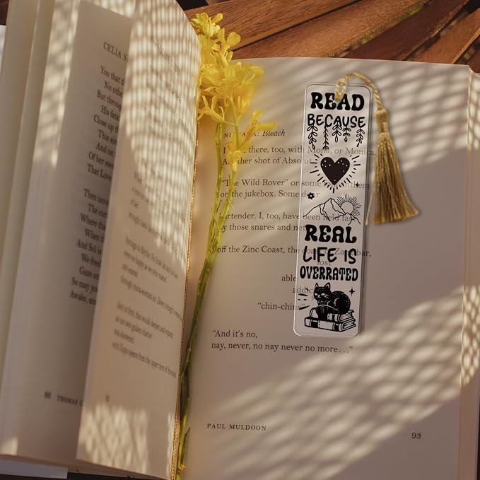 AFRITEE UV DTF Bookmark Wraps - 24 Sheets Books and Coffee Funny Blank Bookmark UV DTF Stickers for Women, Bohemian Floral Butterfly Transfer Sticker DIY Bookmarks Decorative Gifts for Book Lovers