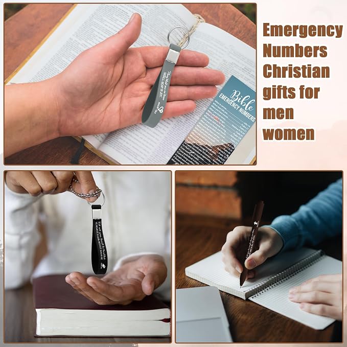 75 Pcs/25 Set Fathers Day Christian Gifts Bulk Bible Verse Pens, Scripture Keychains & Bookmarks, Graduation 2026, Appreciation, Church Party Favors Gifts for Men Women, Pastor, Teacher (English)