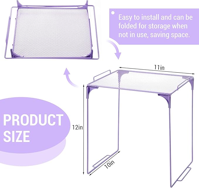 Colarr Purple Locker Organizer Shelf Locker Accessories for Girls Stackable Storage Organization Shelf Area Saver Fits Standard Size for School Office Kitchen and Home