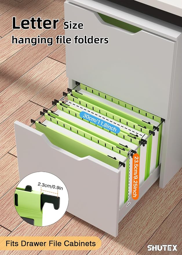 Hanging File Folders Letter Size, Hanging Folders 2 Inch Expandable 12 Pack Extra Capacity File Folders Hanging with Tabs, Plastic Hanging Files Folder for School Office Supplies, Mustard Green