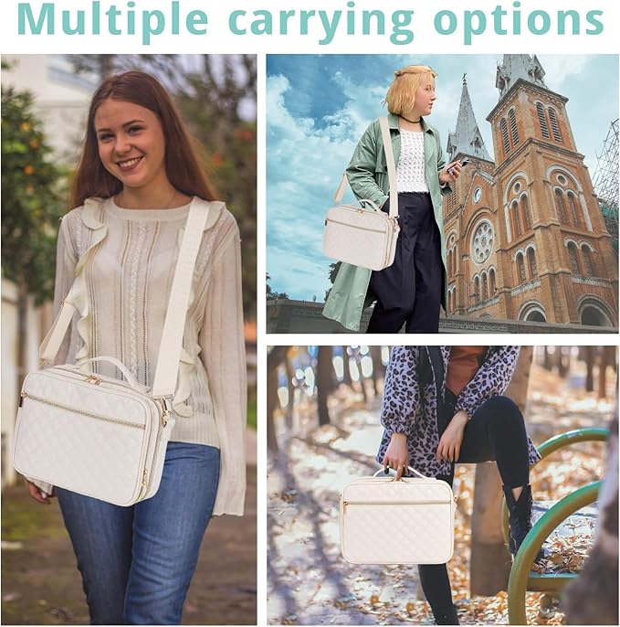 2 Layers Bible Cover for Women,Large Bible Case with Handles Shoulder Strap,Carrying Bible Bag Scripture Case Church Bag Bible Protective with Pocket