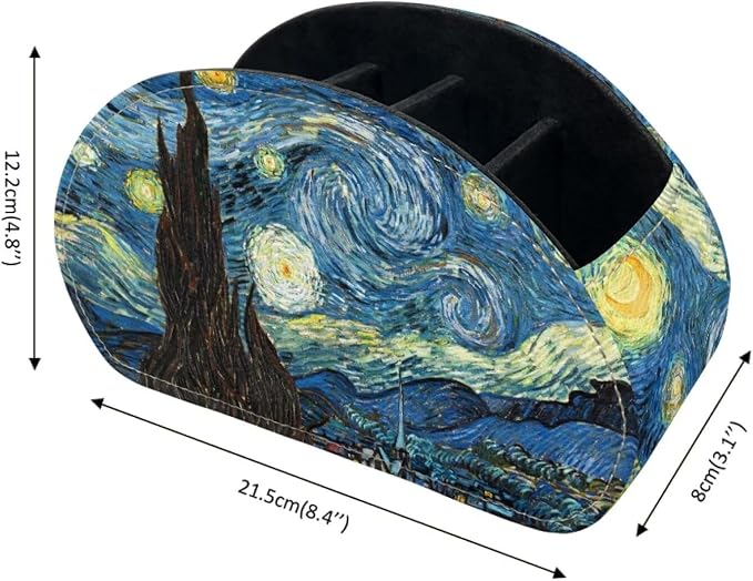Office Desk Organizers with 5 Compartments, Starry Night Print Remote Control Holder - Desktop/TV Cabinet/Vanity Caddy, Storage for Controllers/Cosmetic Brushes/Glasses
