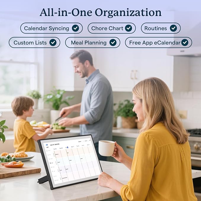 Digital Calendar, Smart WiFi Electronic Calendar&Chore Chart, IPS Touch Screen HD Display for Family Schedules, Share Moments Instantly from Anywhere (Black, 10.1)
