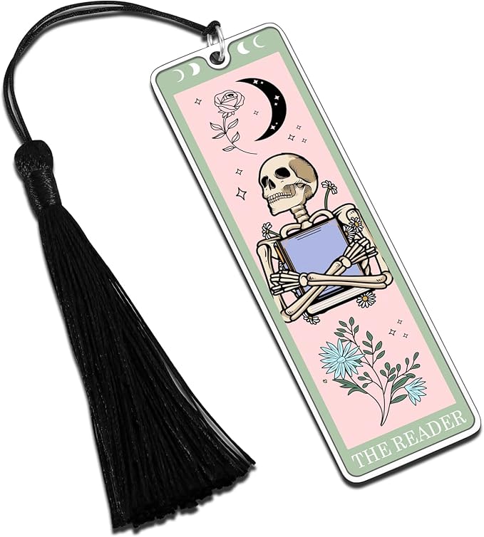 Boo Basket Stuffers for Women Him Funny Bookmarks for Women Kids Halloween Bookmarks Gifts for Adults Spooky Basket Stuffers for Women Funny Skeleton Tarot Bookmark Halloween Spooky Gifts for Women